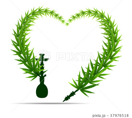 Black Marijuana Hookah And Marijuana Green Leaf のイラスト素材 Black Marijuana Hookah And Marijuana Green Leaf のイラスト素材