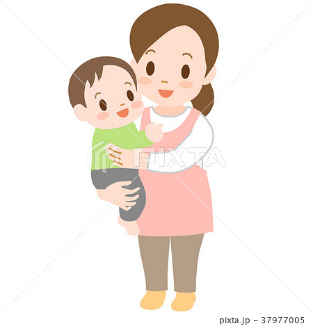 子供を抱っこする保育士のイラスト素材 37977005 Pixta