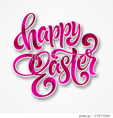 Happy Easter colorful paint lettering. Vector 37977060