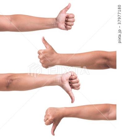 Set of human hand showing gestures or sign Like and Unlike isolated on white Set of human hand showing gestures or sign Like and Unlike isolated on white 37977180