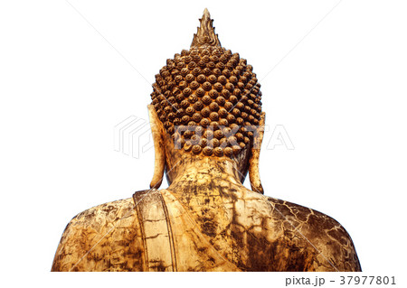 Back side of big Buddha in old temple in Thailand Back side of big Buddha in old temple in Thailand 37977801