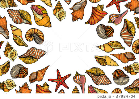 Vintage seafood frame vector illustration. 37984704