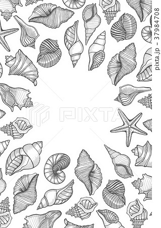 Vintage seafood frame vector illustration. 37984708