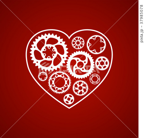 White silhouette valentine heart postcard. 37985078