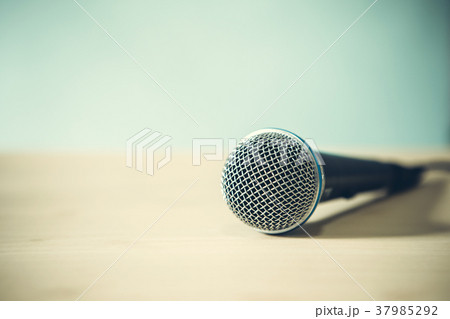 Close up a Microphone on the table Close up a Microphone on the table 37985292