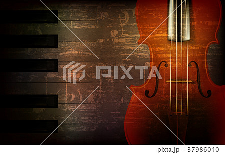 abstract grunge music background with violin 37986040