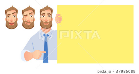 Businessman holding blank signboard -set Businessman holding blank signboard -set 37986089