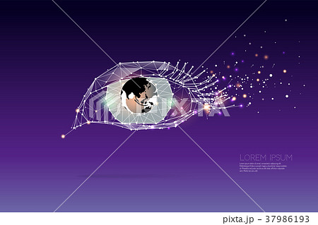 The particles art, line and dot of Eye graphic. The particles art, line and dot of Eye graphic. 37986193