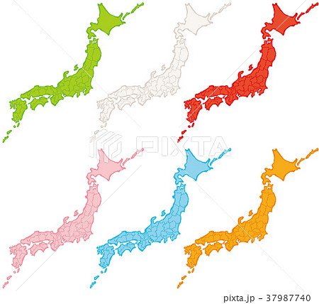 日本地図　手書き　カラフル