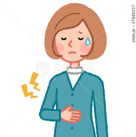 胃のあたりが痛い女性のイラスト素材