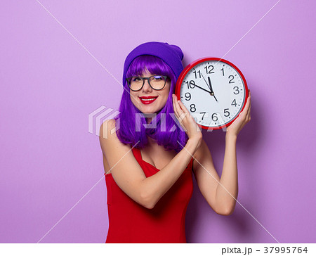 Girl in red with heart shape box for Valentine 37995764