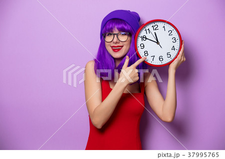 Girl in red with heart shape box for Valentine Girl in red with heart shape box for Valentine 37995765