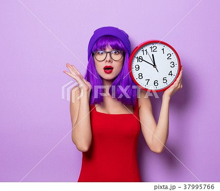 Girl in red with heart shape box for Valentine Girl in red with heart shape box for Valentine 37995766