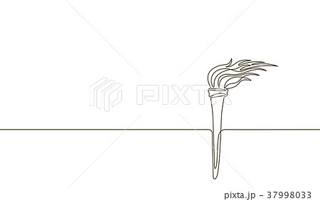 Single continuous line art torch flame fire Single continuous line art torch flame fire 37998033