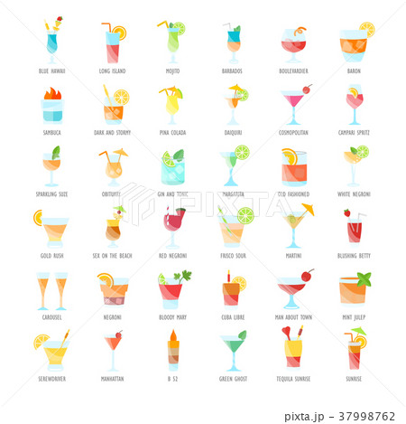 Set Vector Flat Icons of Coctails Set Vector Flat Icons of Coctails 37998762