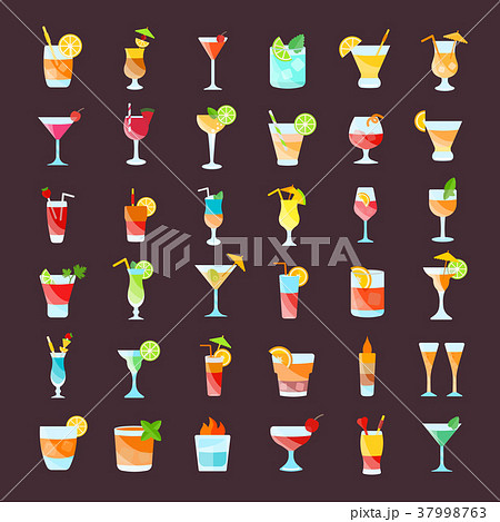 Set Vector Flat Icons of Coctails 37998763