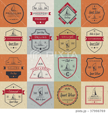Set Catamaran Logos and Badges Set Catamaran Logos and Badges 37998769