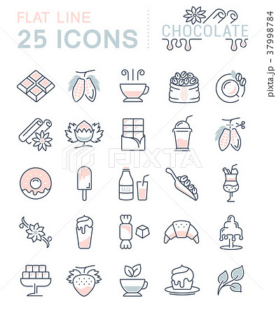 Set Vector Flat Line Icons Chocolate 37998784