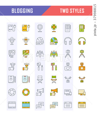 Set Vector Flat Line Icons Blogging 37998815