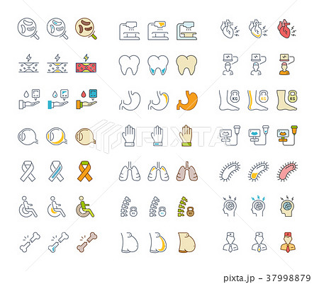 Set Vector Flat Line Icons of Ill 37998879