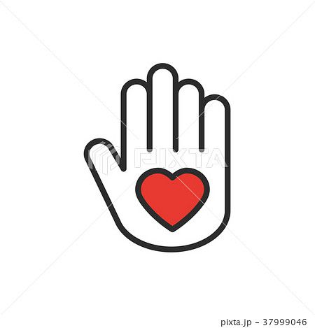Hand with heart line icon. Love relationship peace Hand with heart line icon. Love relationship peace 37999046