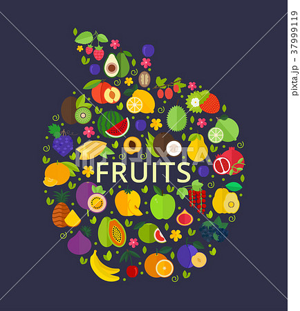 Vector Mix Fruits Banner with Place for Text 37999119