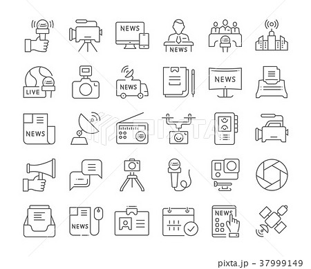 Set Vector Flat Line Icons Journalism 37999149