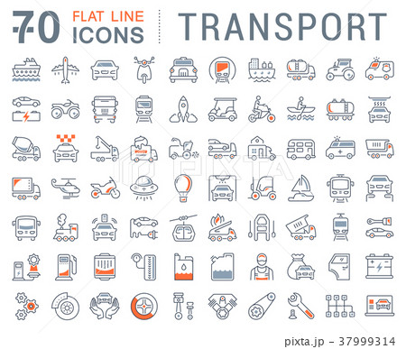 Set Vector Flat Line Icons Transport 37999314