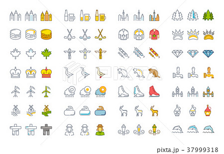 Set Vector Flat Line Icons Vancouver and Canada Set Vector Flat Line Icons Vancouver and Canada 37999318
