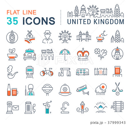 Set Vector Flat Line Icons UK 37999343