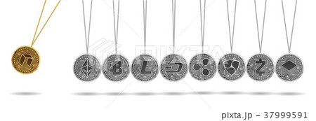 Newton cradle of gold and silver crypto currencies 37999591