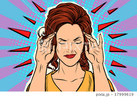 Woman headache, medical symptom of the disease Woman headache, medical symptom of the disease 37999619