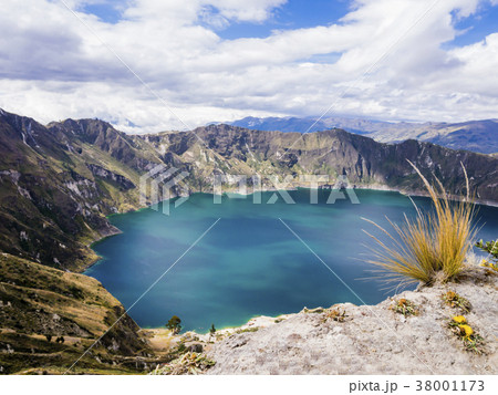 Turquoise waters of Quilotoa lagoon, Ecuador 38001173