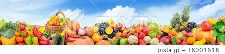 Panorama fruits and vegetables against Panorama fruits and vegetables against 38001618