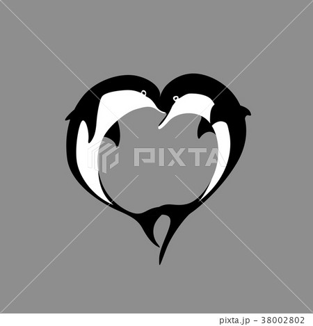 Vector silhouette of two dolphin couple in love Vector silhouette of two dolphin couple in love 38002802