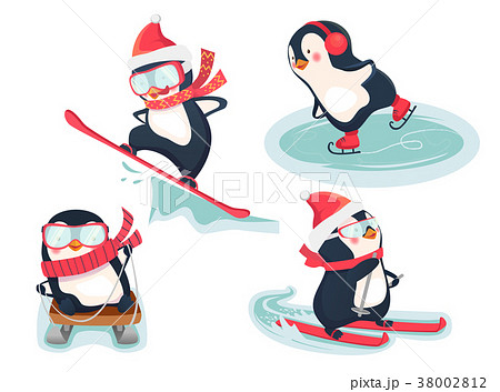 active penguins in winter 38002812