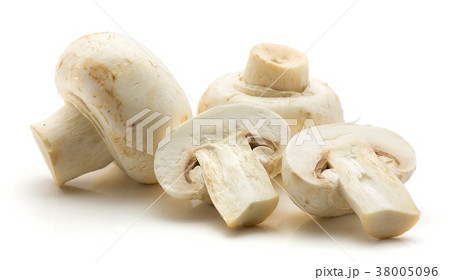 Raw champignons isolated on white Raw champignons isolated on white 38005096