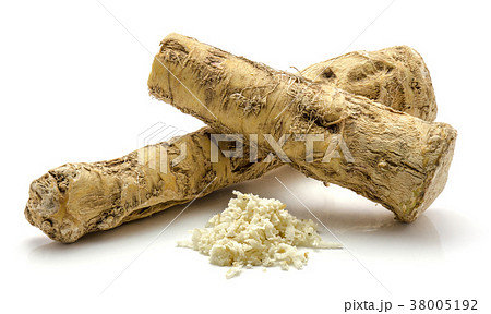 Fresh horseradish isolated on white Fresh horseradish isolated on white 38005192