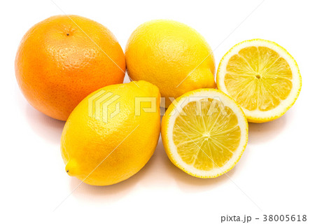 Fresh mixed citrus isolated on white Fresh mixed citrus isolated on white 38005618