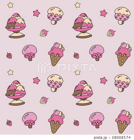 Seamless pattern of cute ice cream with pink Seamless pattern of cute ice cream with pink 38008574