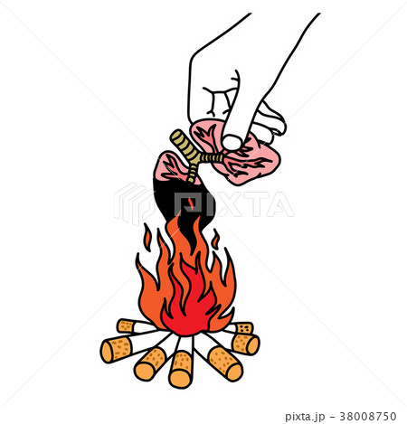 cigarette burning drawing illustration of man a Stock Vector Image & Art Cigarette with smoke, hand drawn