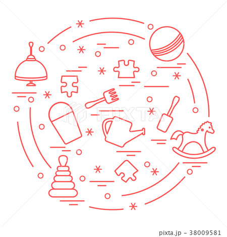 illustration kids elements arranged in a circle illustration kids elements arranged in a circle 38009581