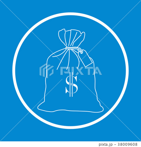 Stylized icon of a knotted bag with money. 38009608
