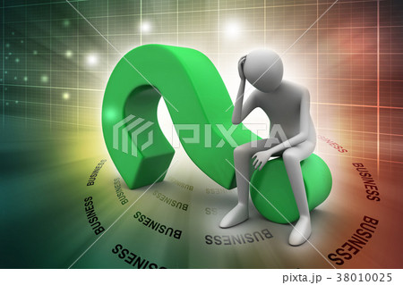 3d man sitting the question mark 38010025