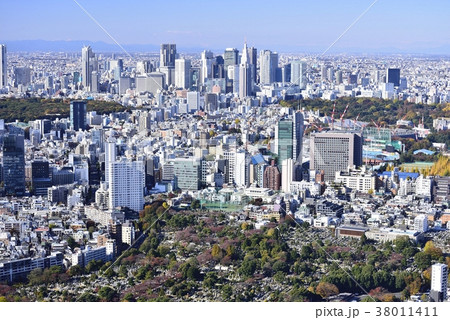 東京　都市風景　新宿方面 38011411