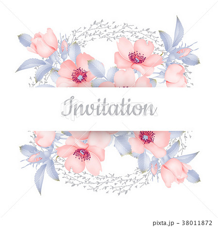 Wedding invitation with wild rose flowers 38011872