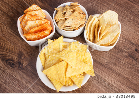 Salted crisps and cookies, unhealthy food Salted crisps and cookies, unhealthy food 38013499
