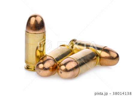cartridges of .45 ACP pistols ammo isolated cartridges of .45 ACP pistols ammo isolated 38014138