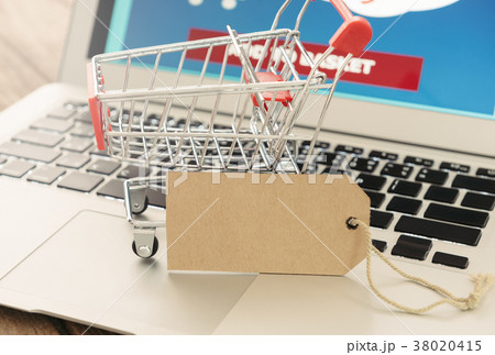 shopping carts on a laptop. shopping carts on a laptop. 38020415
