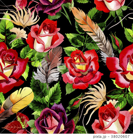 Wildflower two-color dark red rose flower pattern Wildflower two-color dark red rose flower pattern 38020607